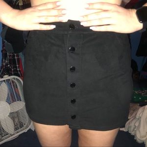 Suade black button up skirt
